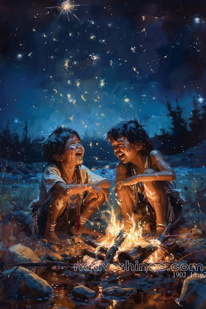 Starlit Laughter Native American Canvas