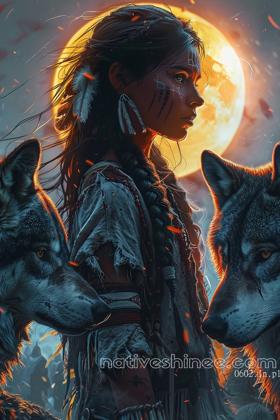 In the Presence of Wolves Native American Canvas