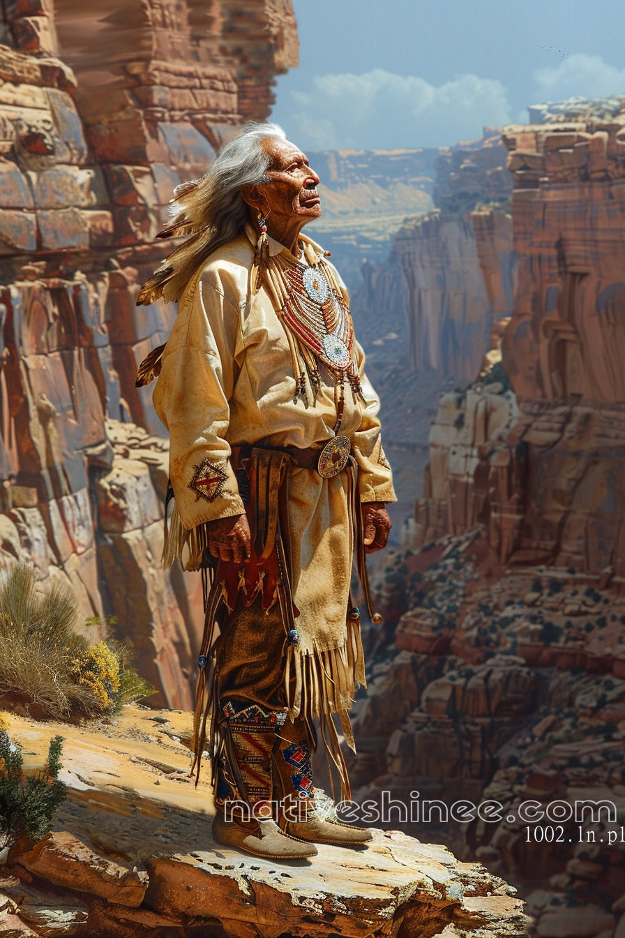 Whispers of the Canyon: Native Elder's Solitude Native American Canvas