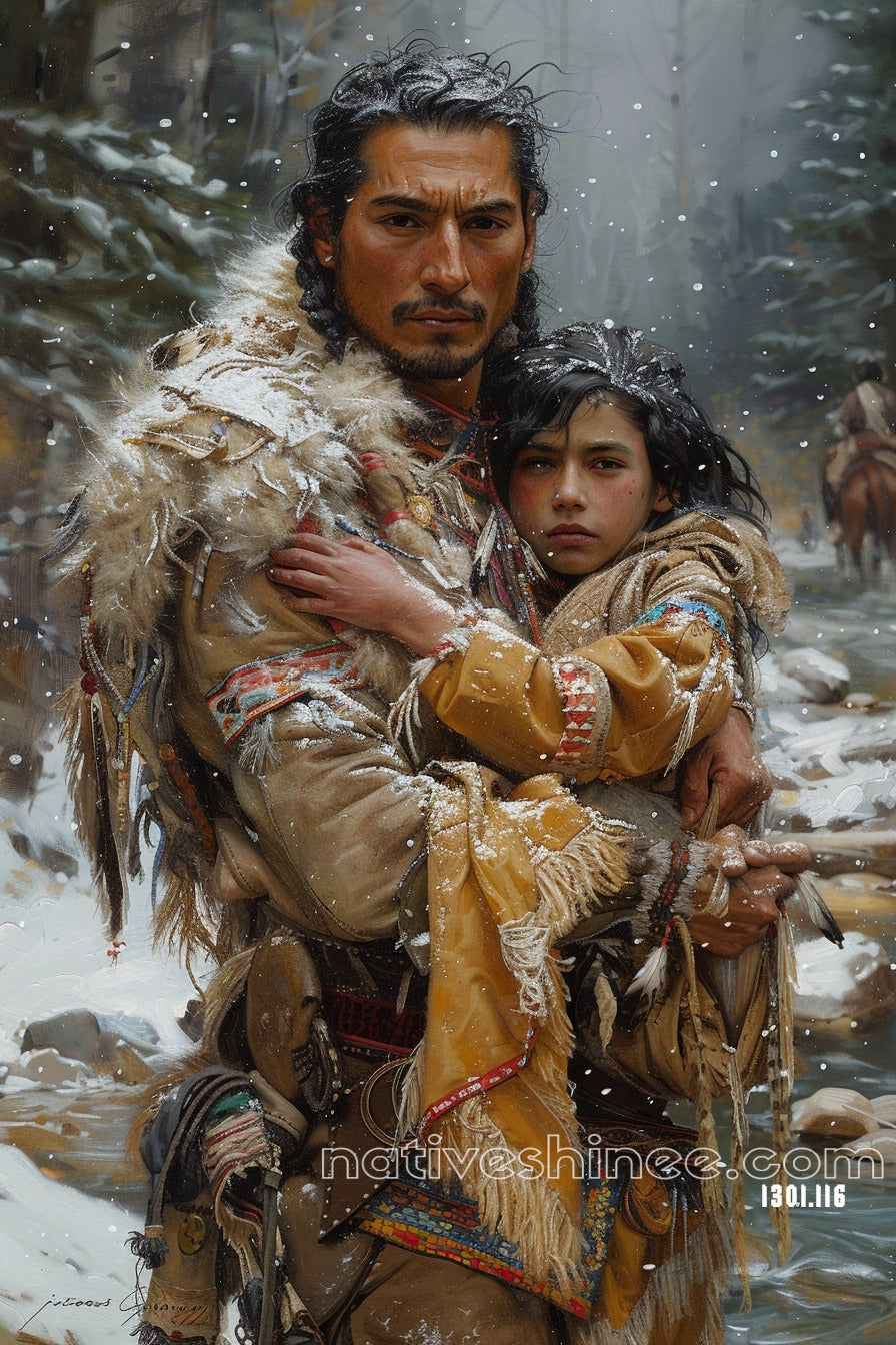 Winter’s Embrace Native American Canvas