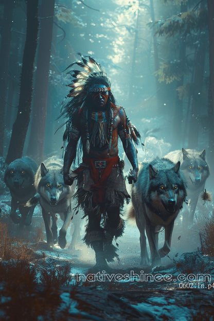 Wolf Pack Guardian Native American Canvas