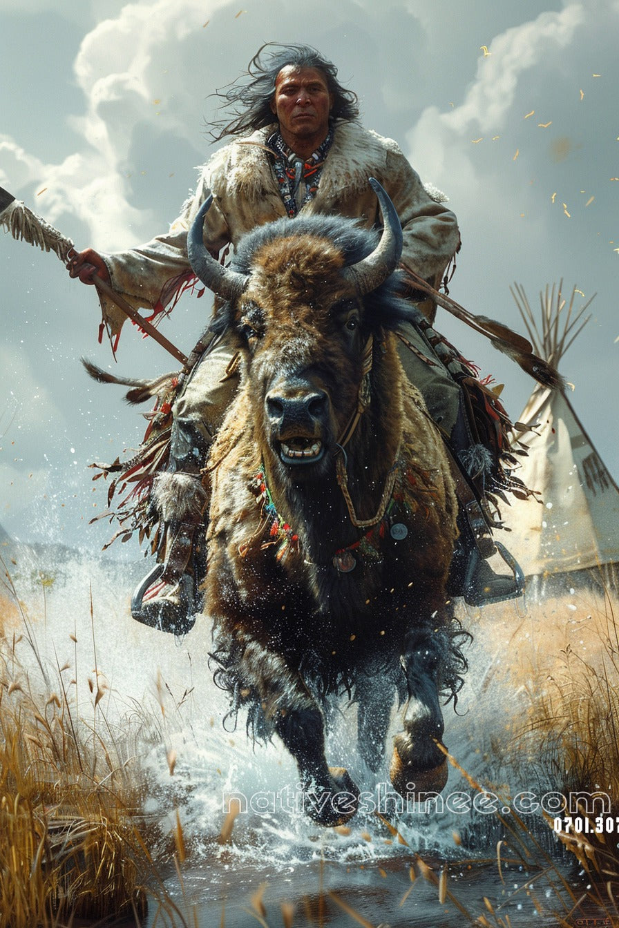 The Hunter's Ride Native American Canvas