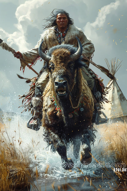 The Hunter's Ride Native American Canvas