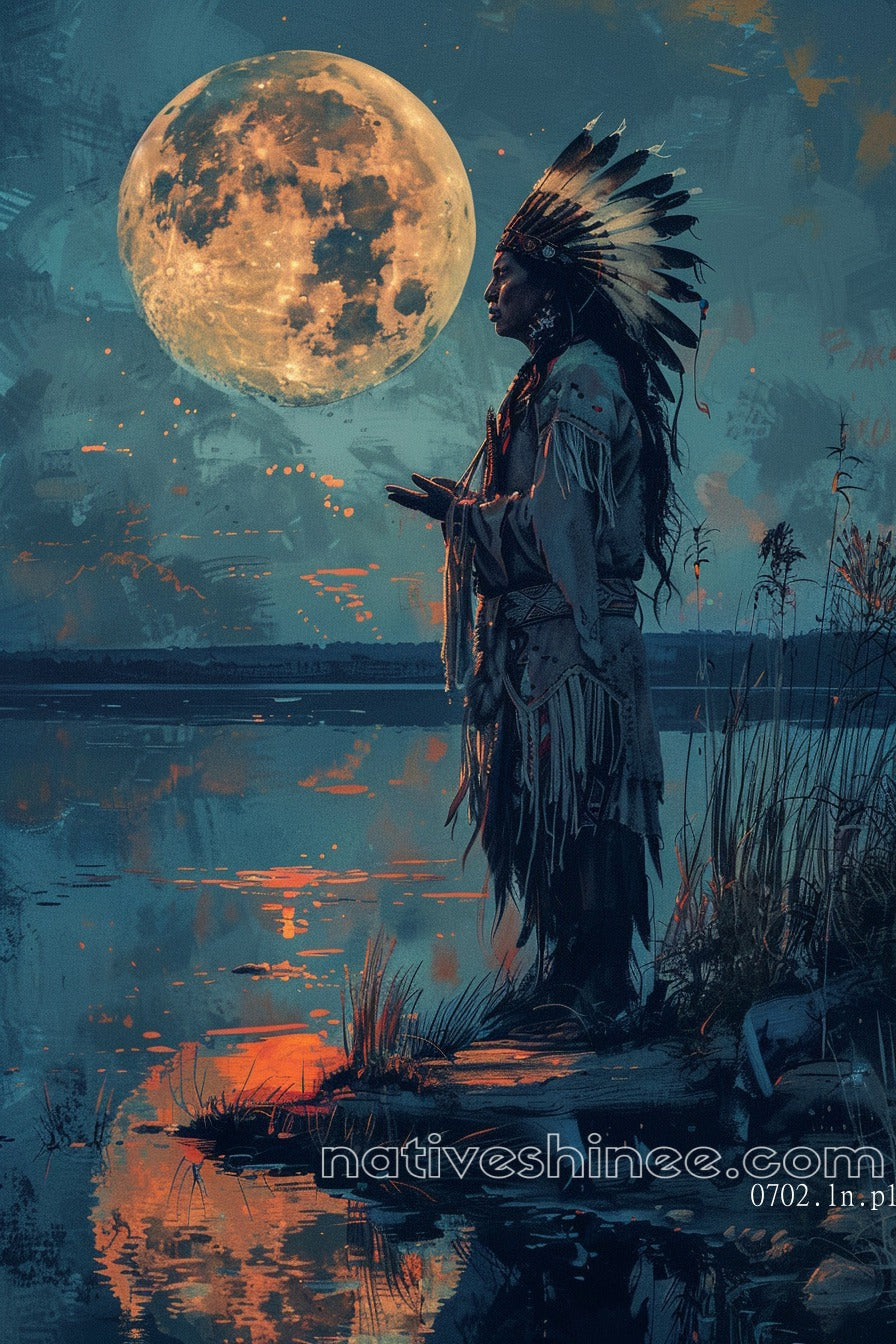 Moonlit Prayer Native American Canvas