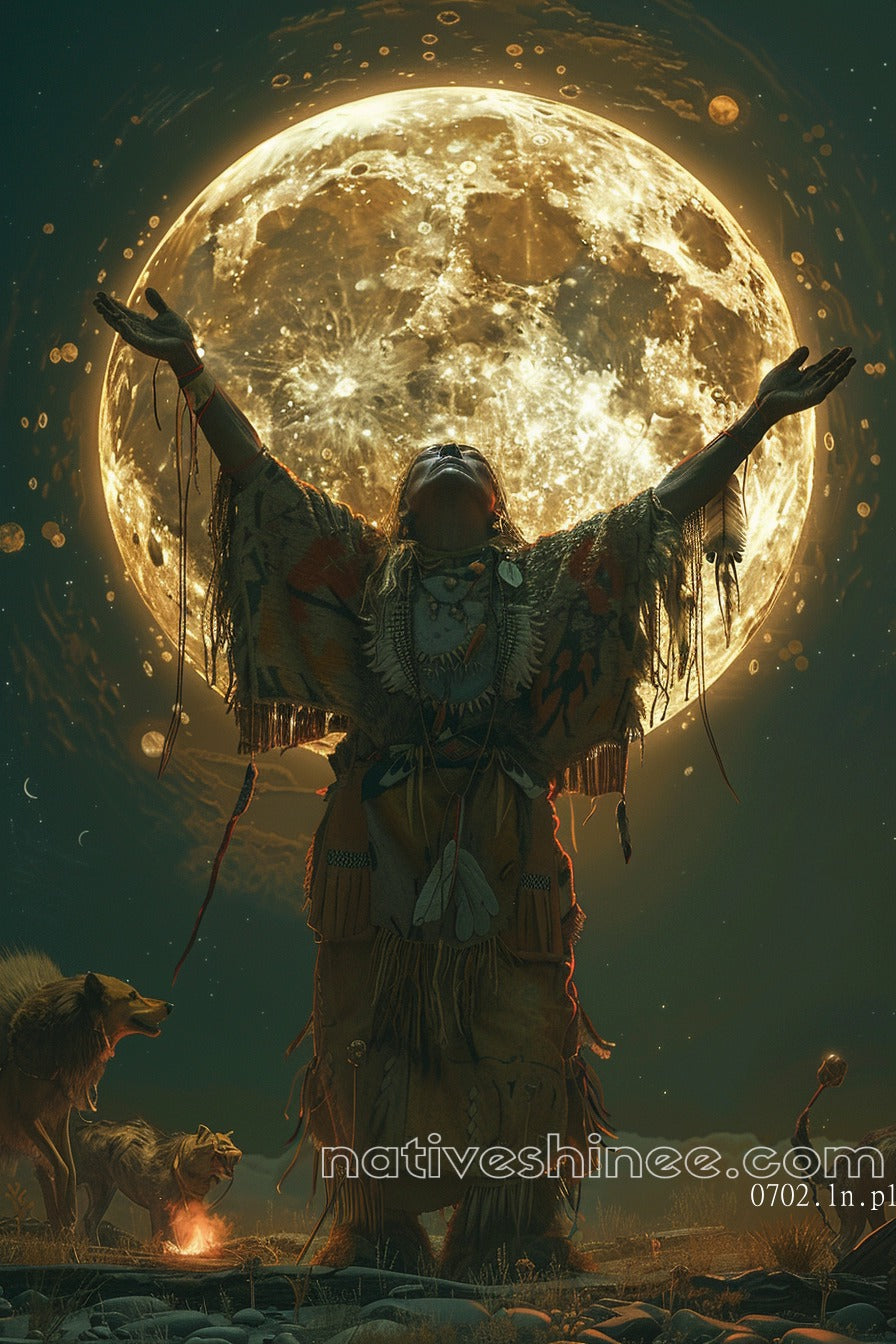 Embracing the Light of the Moon Native American Canvas