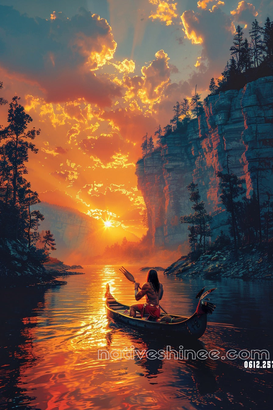 Sunset Journey Native American Canvas