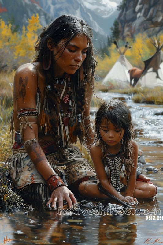 Mother and Child Native American Canvas