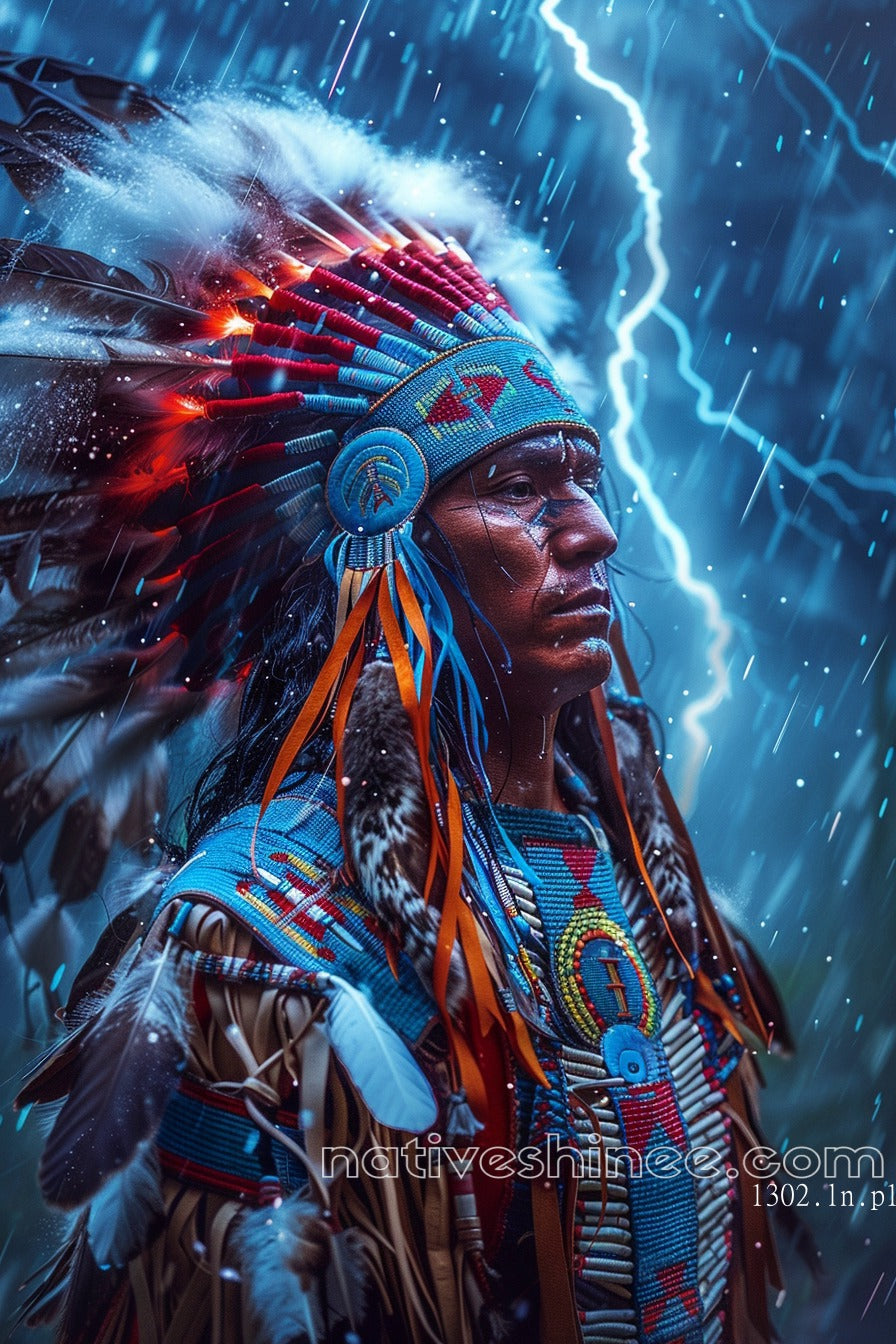 The Thunder Warrior: Native American Canvas