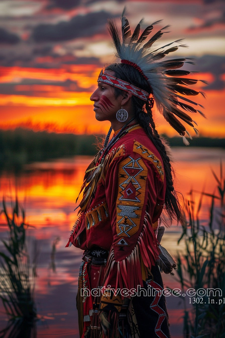 Sunset Warrior Native American Canvas