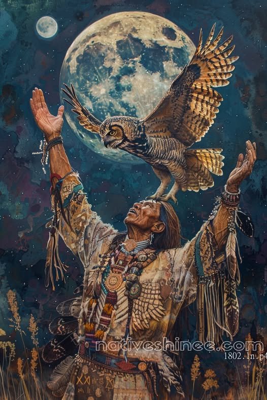 Moonlit Wisdom Native American Canvas