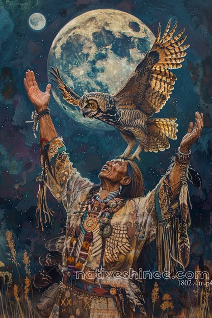 Moonlit Wisdom Native American Canvas