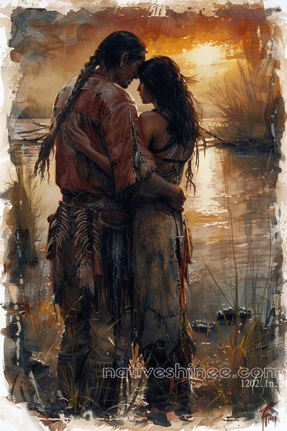 Harmonious Hearts: Native American Canvas