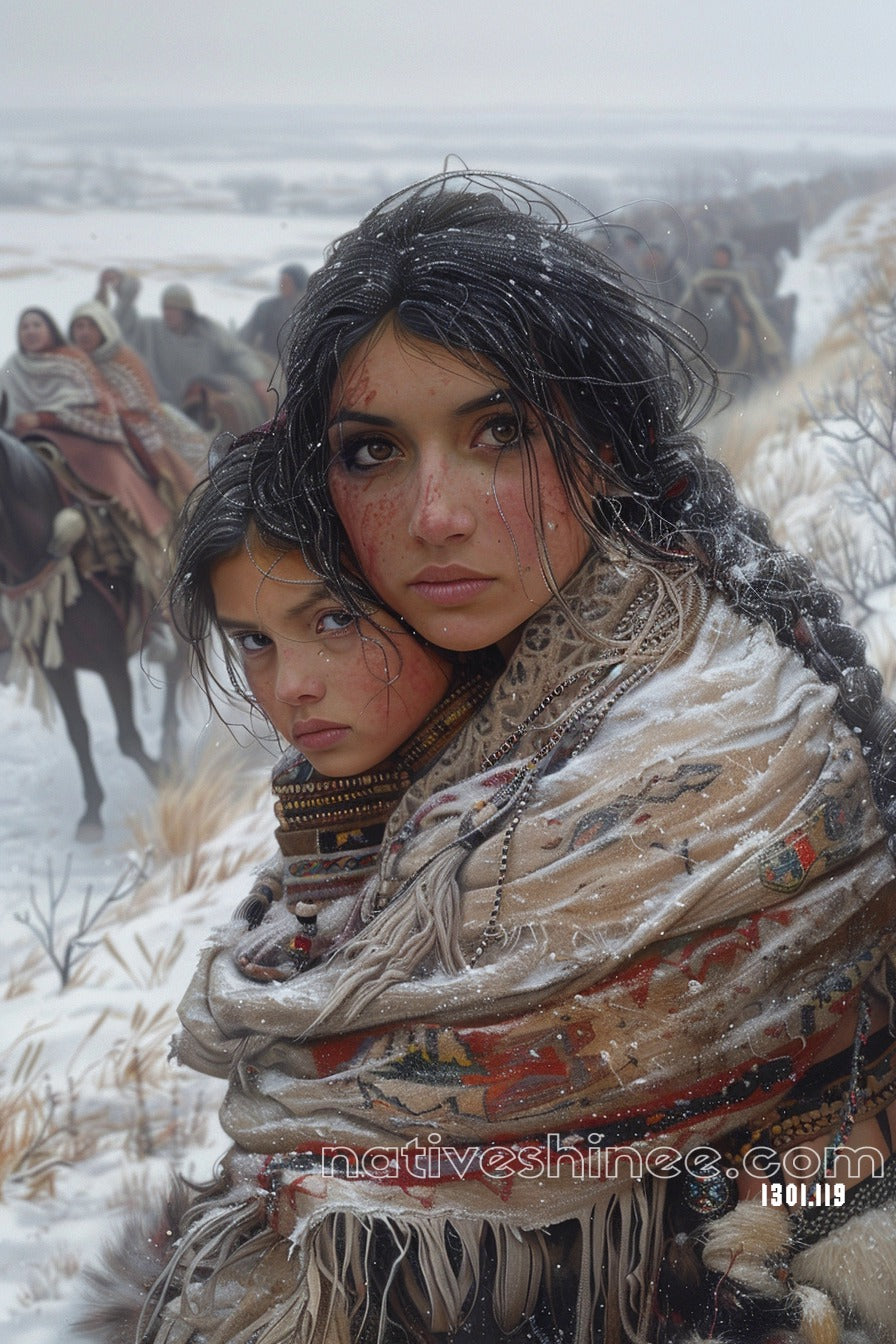 Shadows in the Snow Native American Canvas