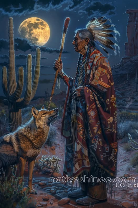 Desert Moon Guardian Native American Canvas