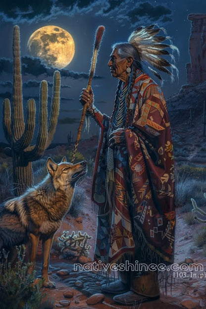 Desert Moon Guardian Native American Canvas