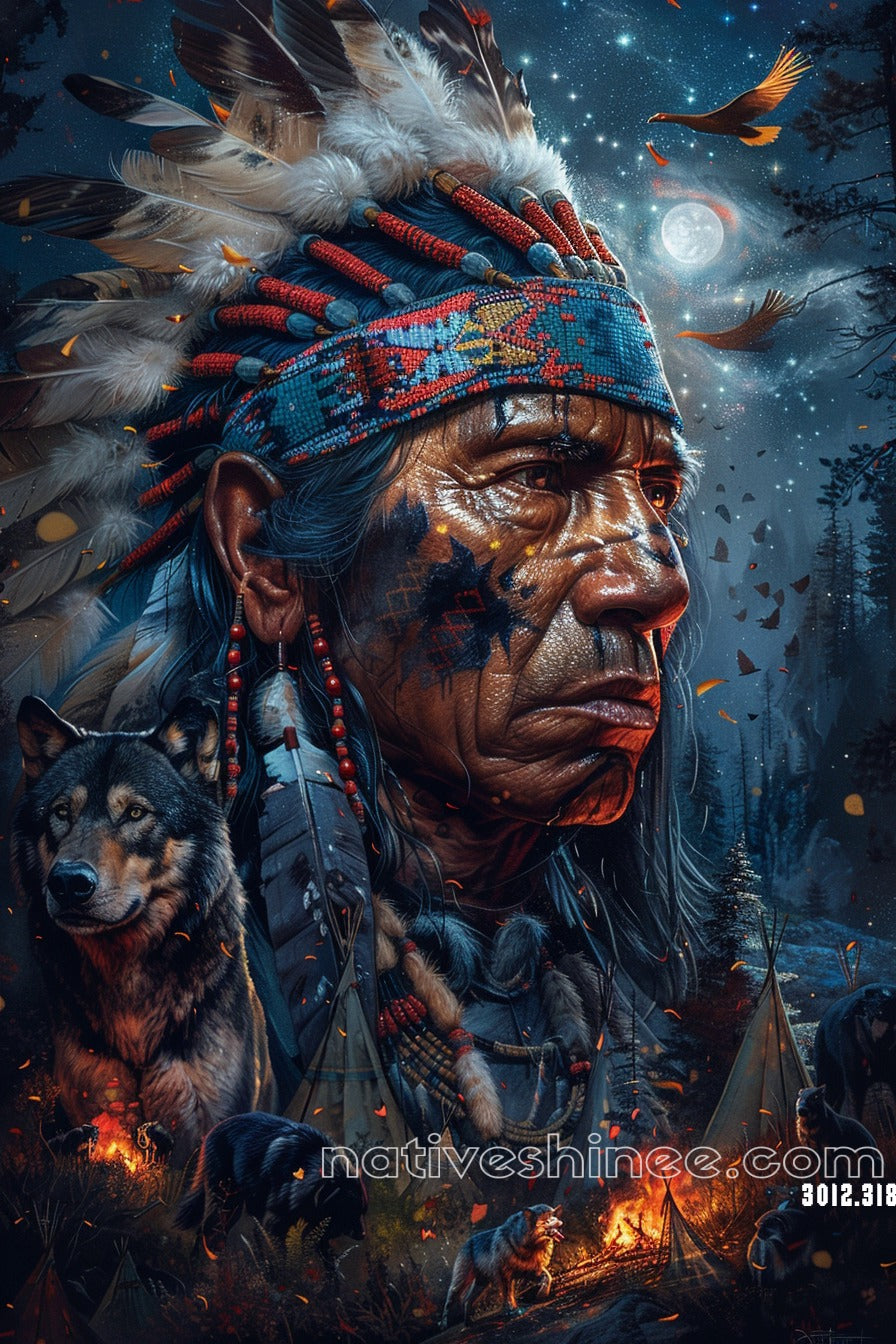 Spirit of the Wolf Native American Canvas