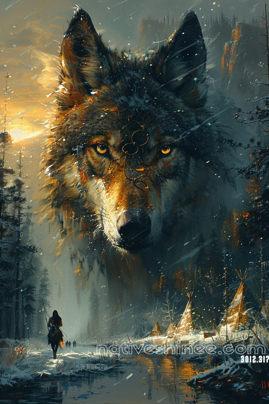 Spirit of the Wolf Native American Canvas