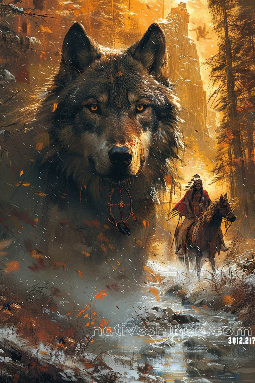 The Wolf Native American Canvas