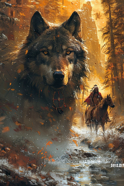 The Wolf Native American Canvas