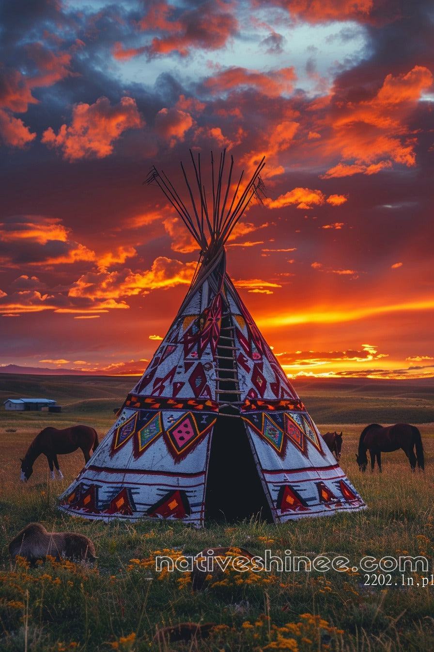 Twilight Over the Plains Native American Canvas