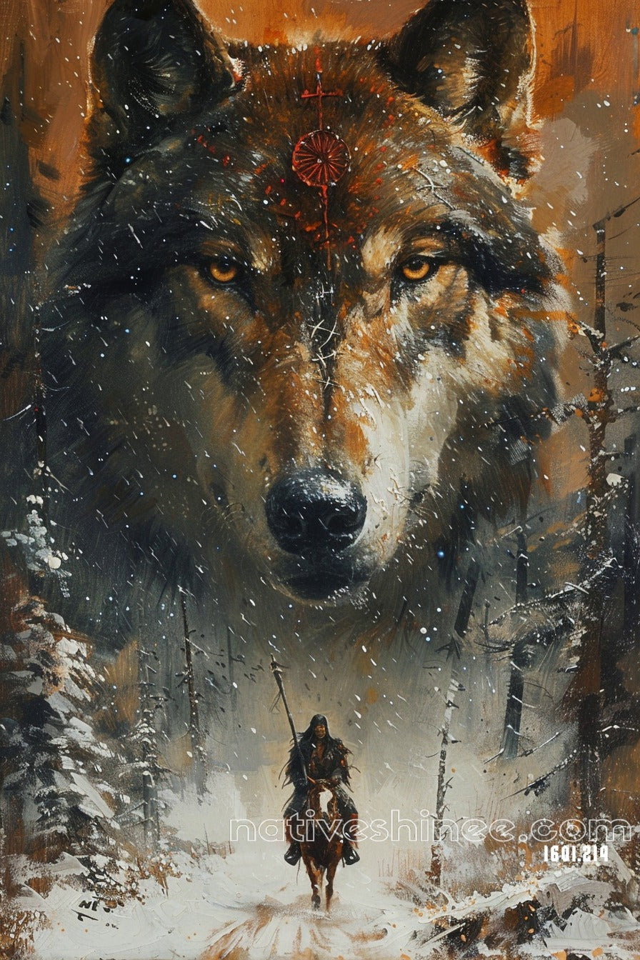 The Wolf’s Gaze Native American Canvas