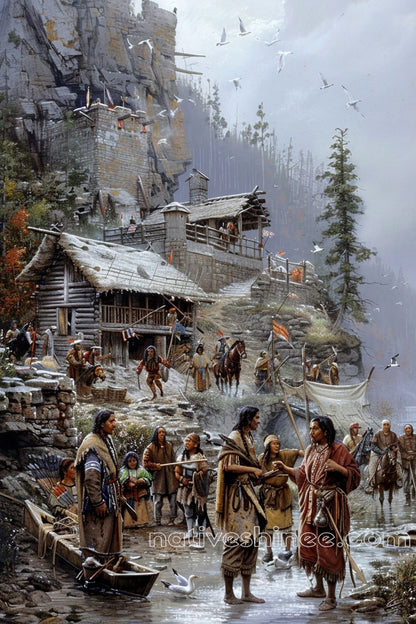 Echoes of the Meeting Native American Canvas