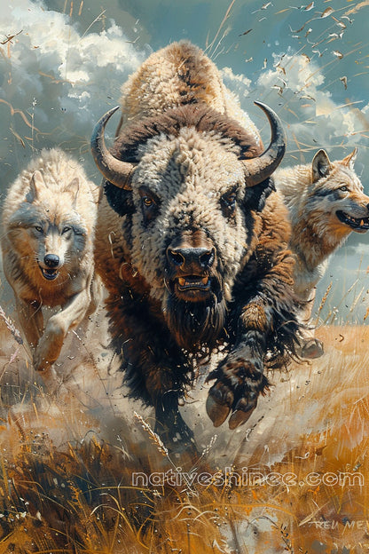 The Chase of the Wild Native American Canvas