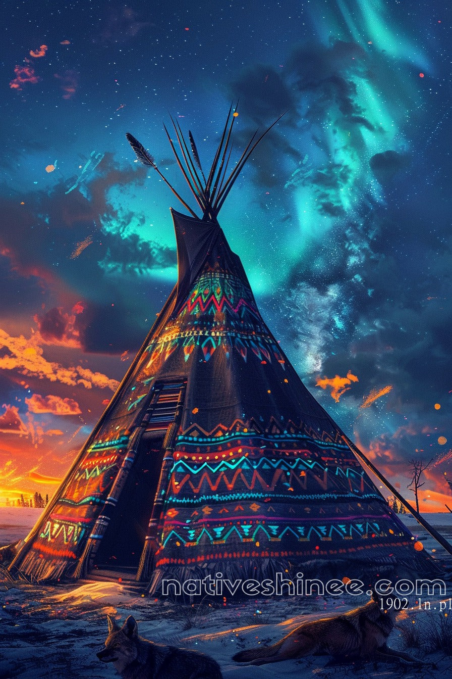 Night of the Wolves: Native American Canvas