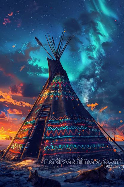 Night of the Wolves: Native American Canvas