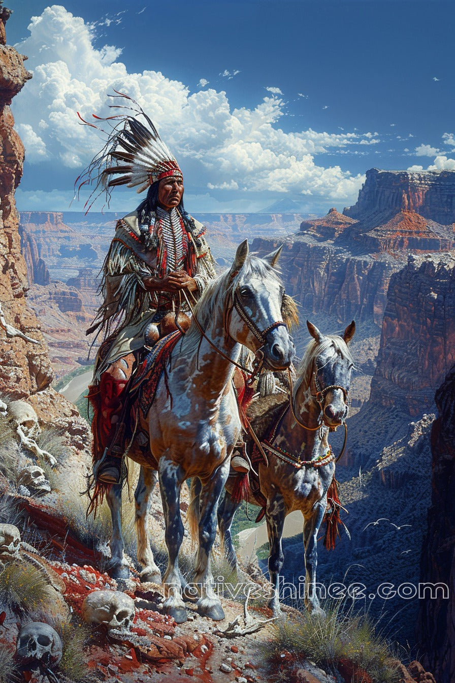 The Watcher of the Canyon Native American Canvas