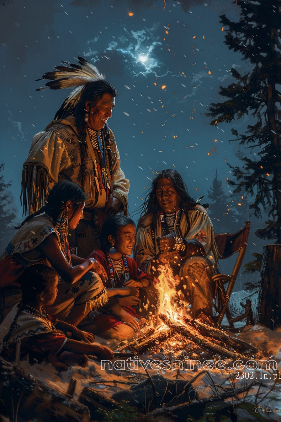 Stories by the Fire Native American Canvas