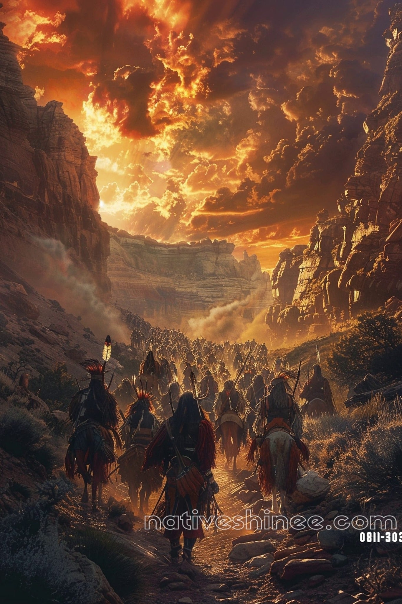 The Long Walk Native American Canvas