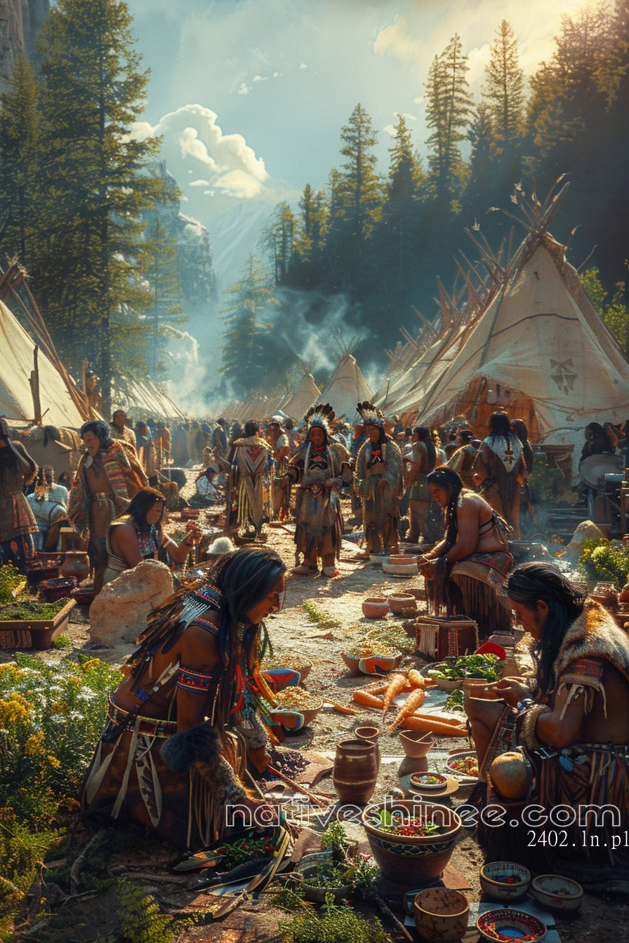 The Heart of the Village Native American Canvas