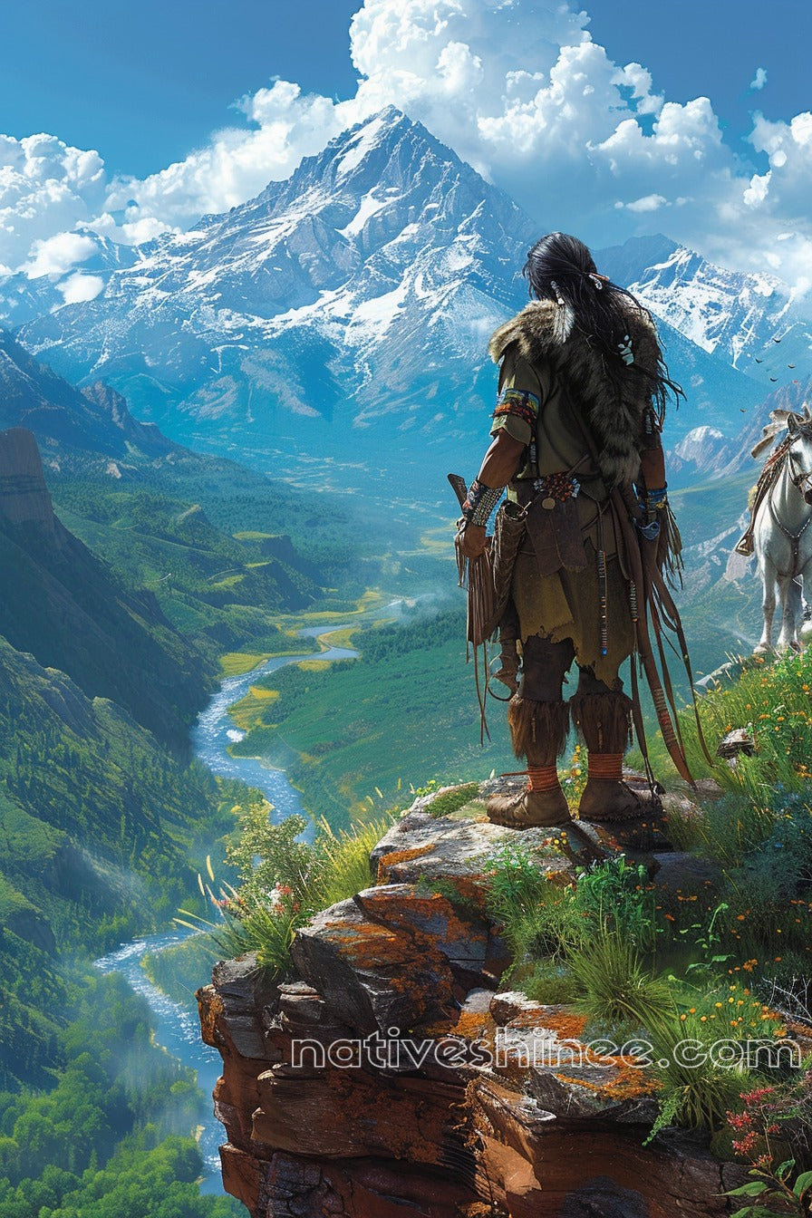 The Watcher of the Valley Native American Canvas