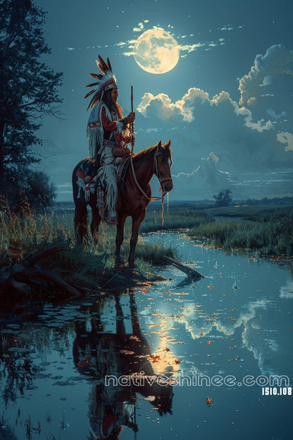 Moonlit Vigil Native American Canvas