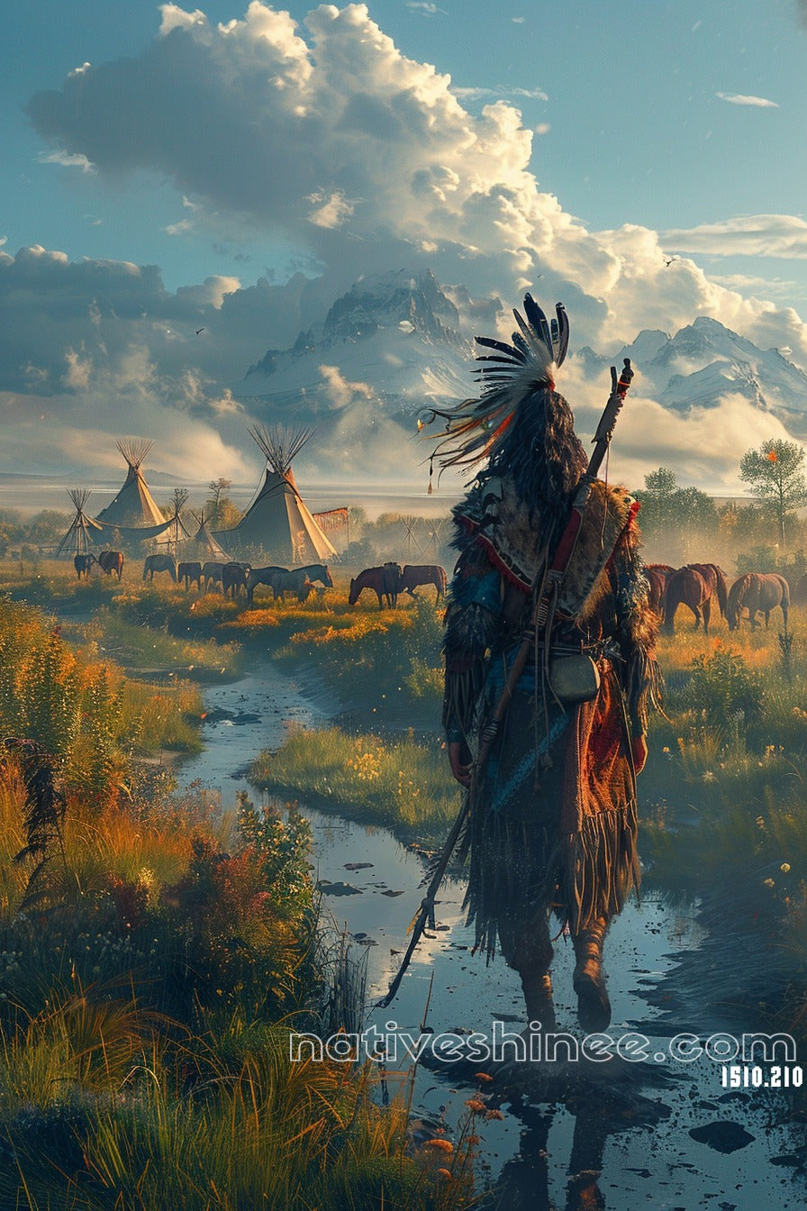 Guardian of the Plains: The Spirit of the Land Native American Canvas