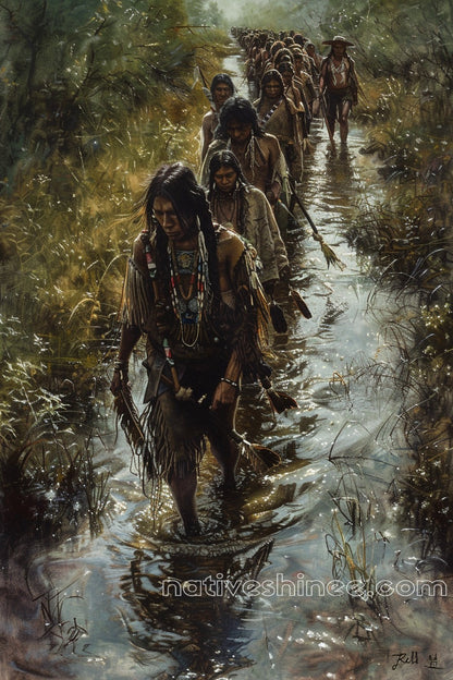Walk of Resilience: A Journey Through Struggle Native American Canvas