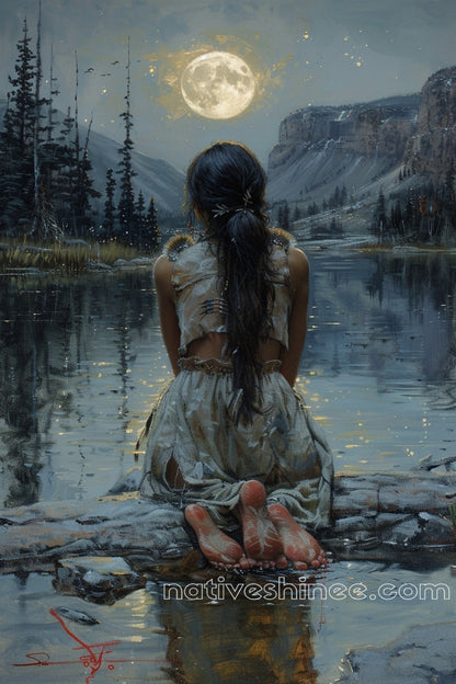 Moonlit Solitude Native American Canvas