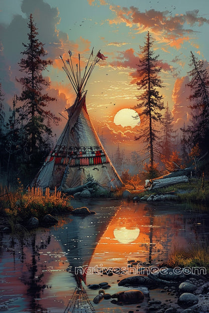Sunset Reflections Native American Canvas