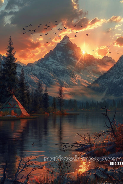 The Sun Sets Native American Canvas