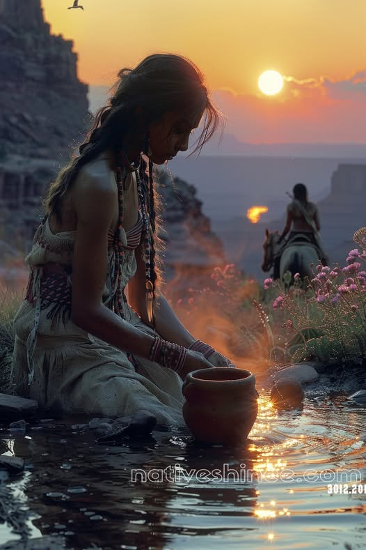 Sunset Reflection Native American Canvas