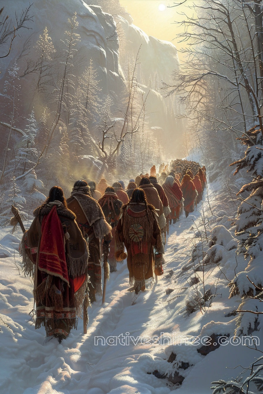 The Long Winter March Native American Canvas