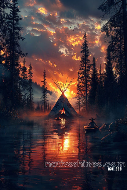 Embers of the Twilight Native American Canvas