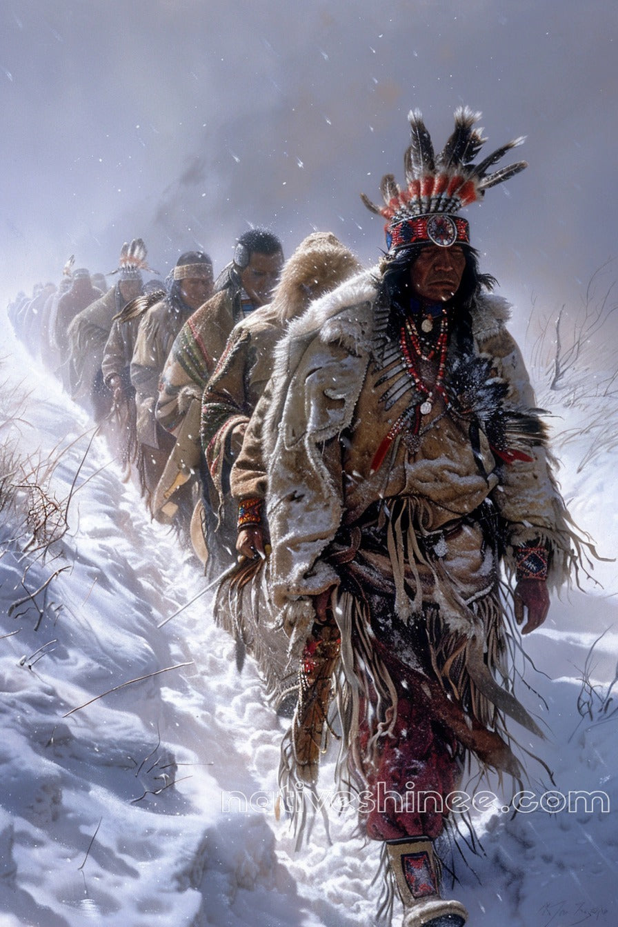 March of the Brave Native American Canvas