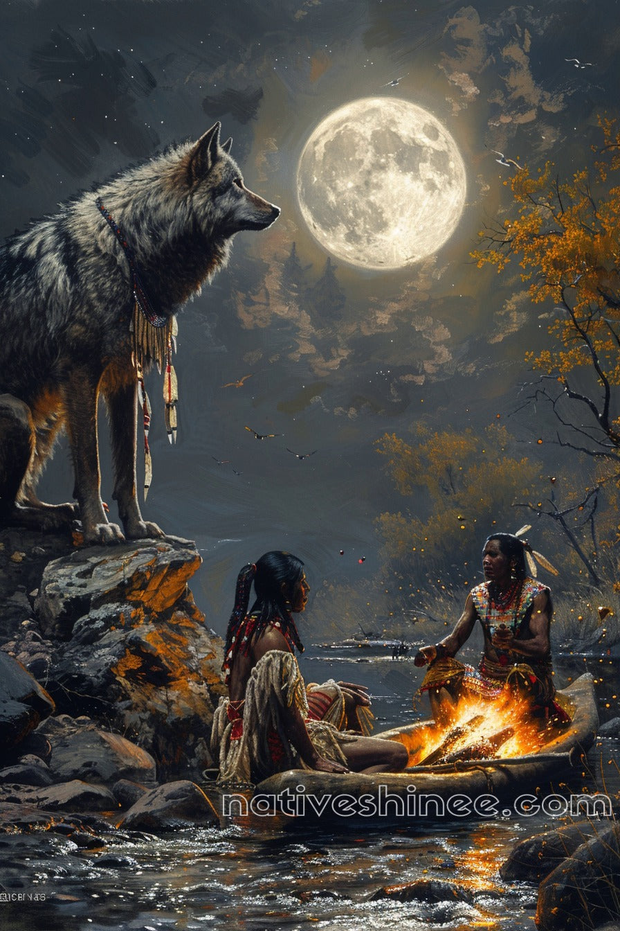 Whispers of the Wolf: Native American Canvas