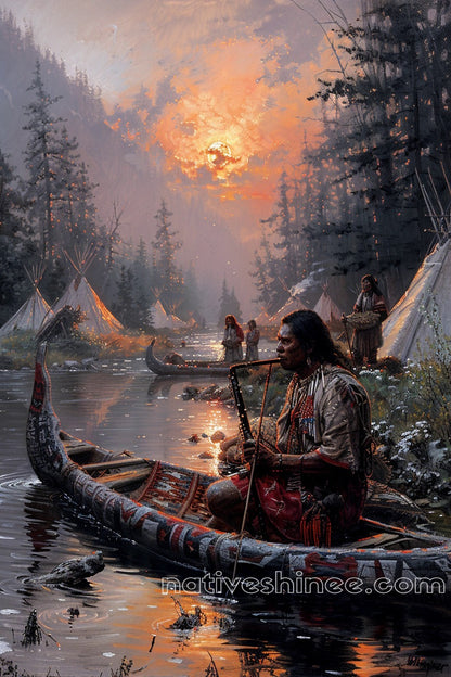 Sunset Song Native American Canvas