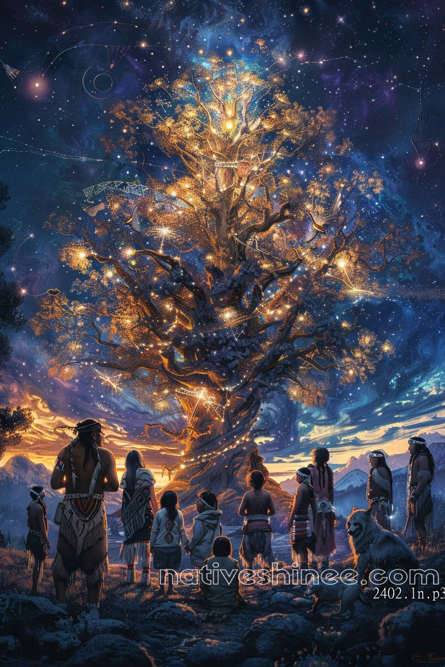Sacred Tree of Spirits Native American Canvas