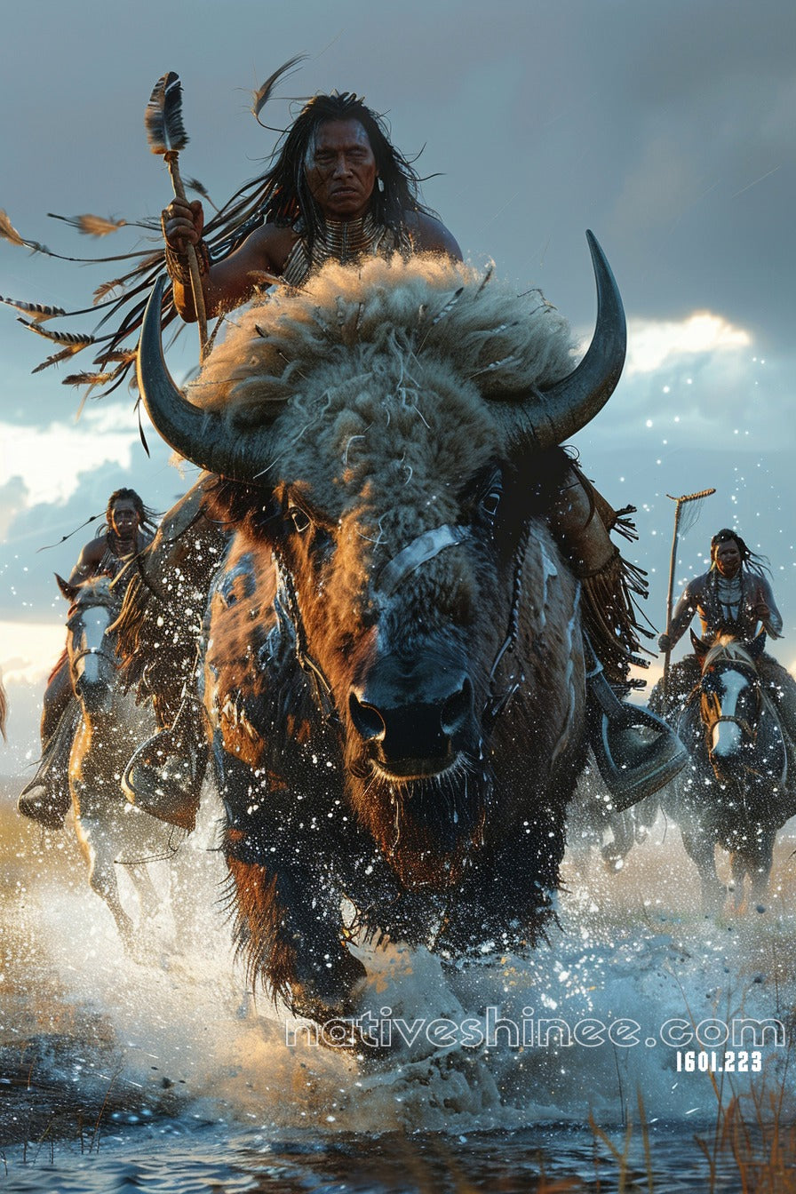 Running With Buffalo Native American Canvas