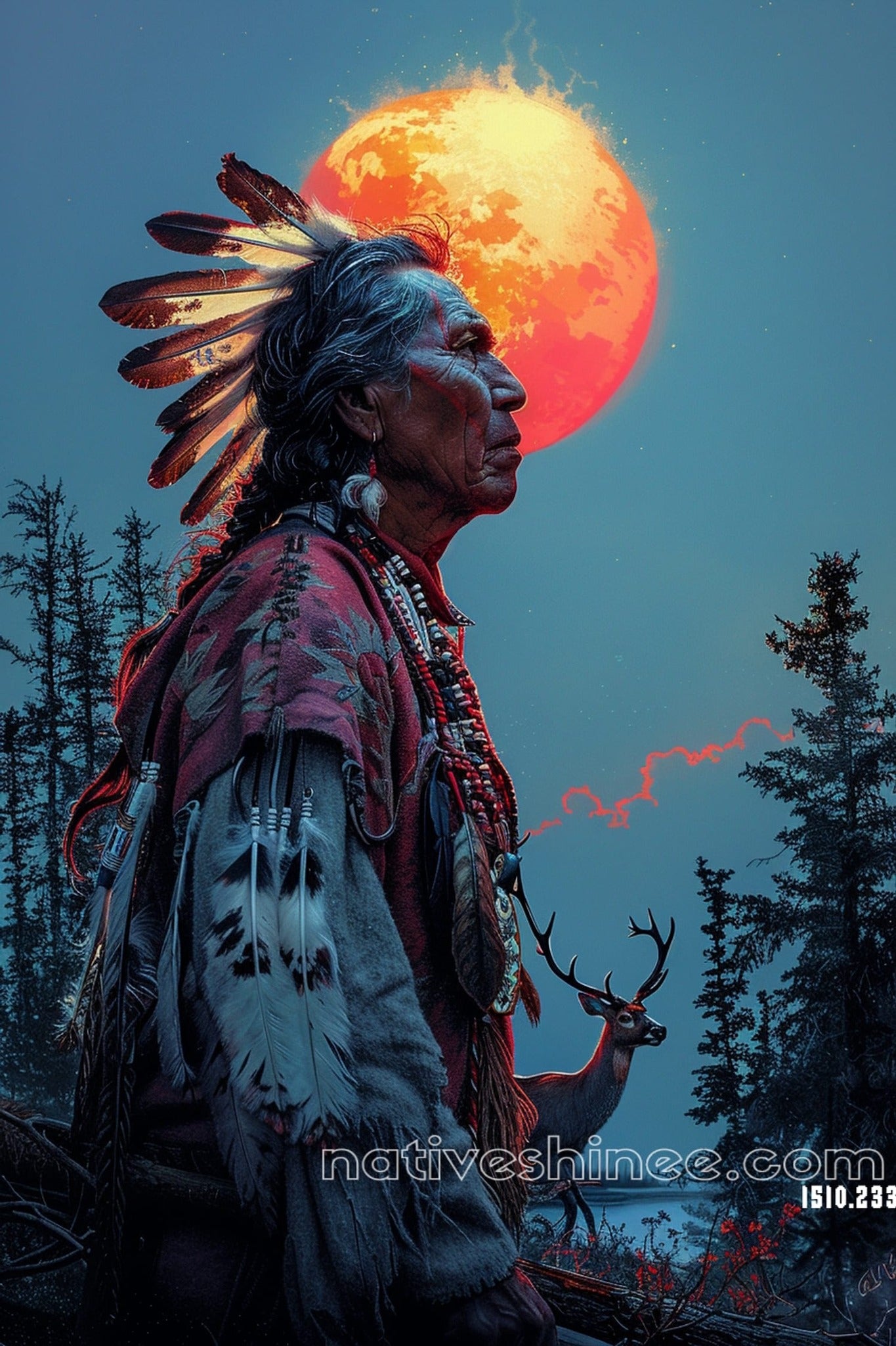 The Moon Native American Canvas