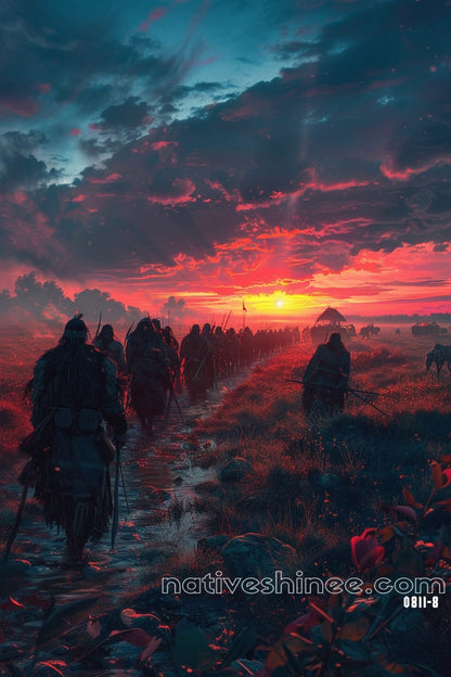 March of the Sun's Last Light Native American Canvas